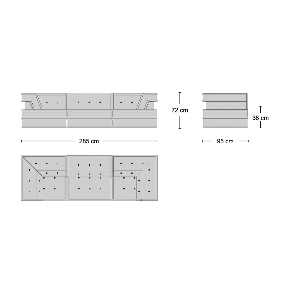 Mahjong 3-Seater Sofa Dimensions