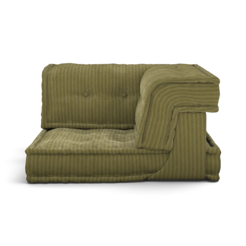Mahjong Corner Module in olive - low seat with tufted back