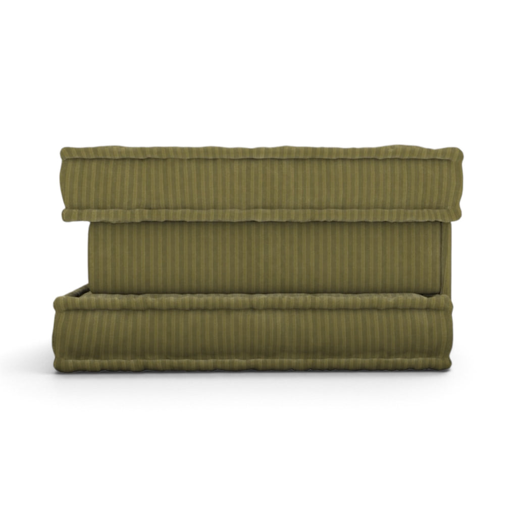 Mahjong Corner Module in olive ribbed fabric - side view