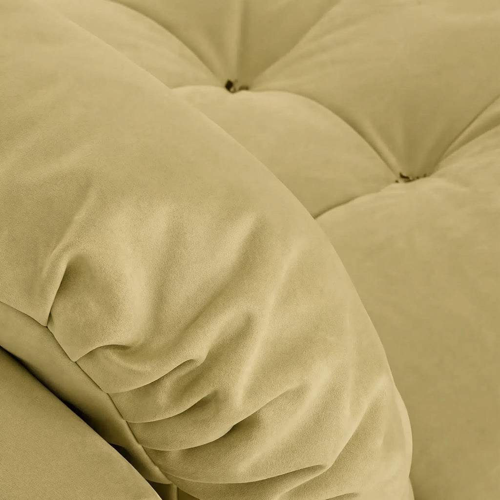Milano Sofa - tufted beige leather cushion detail