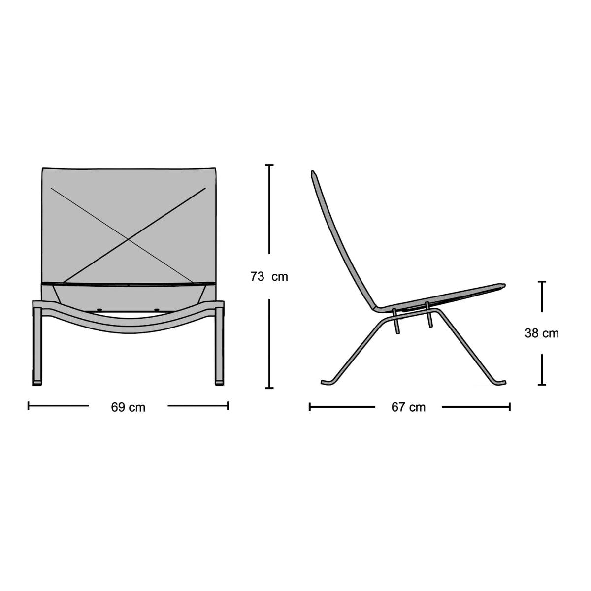 PK22 Lounge Chair - dimensions diagram