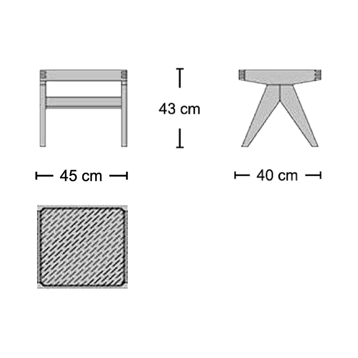 Pierre Jeanneret Stool - Dimensions