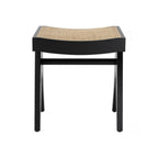 Pierre Jeanneret Stool in black - front view of the cane seat