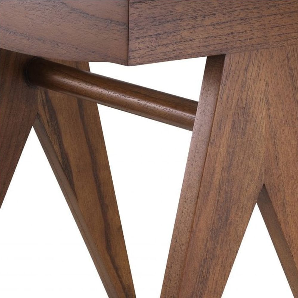 Close-Up of the Walnut wooden legs of the Pierre Jeanneret Stool | Nue Modern