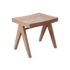 Angle View of the Pierre Jeanneret Stool in Oak | Nue Modern