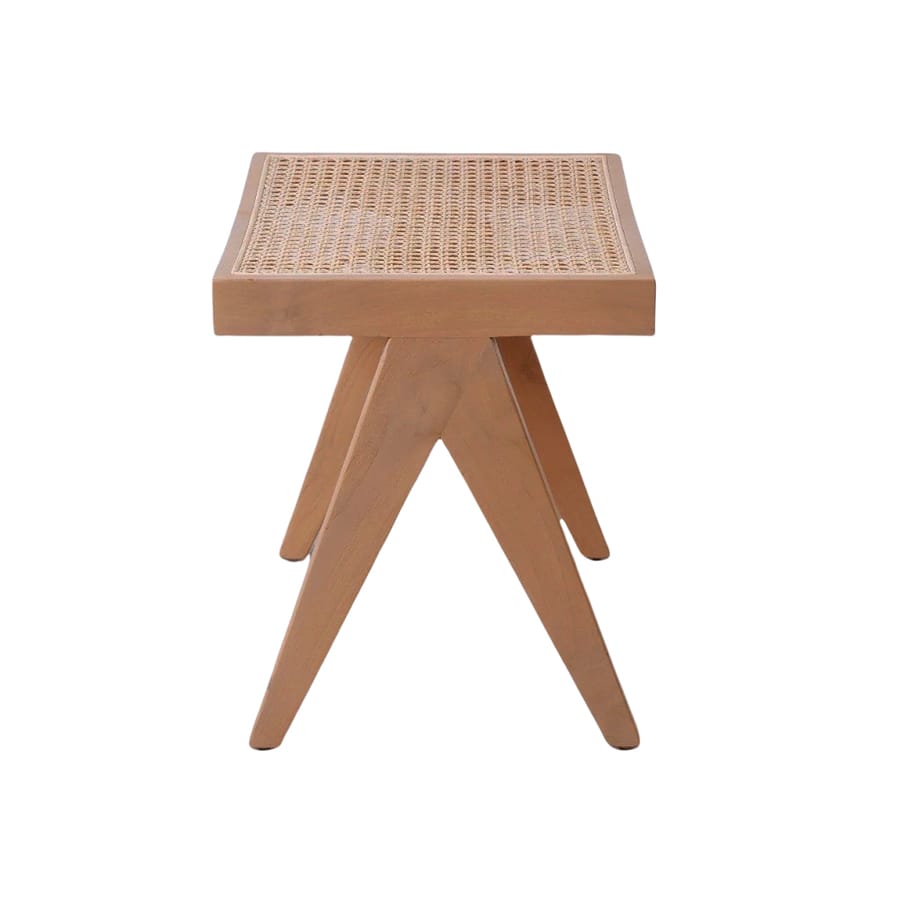 Pierre Jeanneret Stool in oak - Side View | Nue Modern