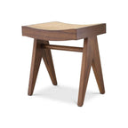 Pierre Jeanneret Stool in Walnut - Three-quarter view | Nue Modern