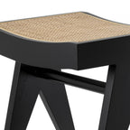 Close-up of the Pierre Jeanneret Stool in Black | Nue Modern
