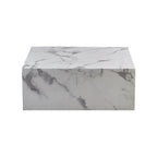 Plinth Coffee Table - Carrara Marble Side View | Nue Modern