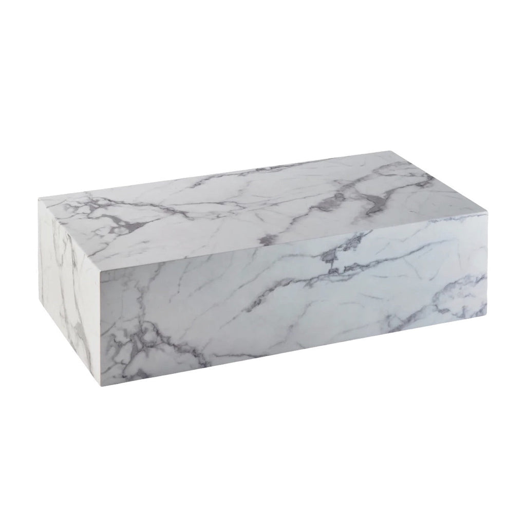 Plinth Coffee Table - Carrara Marble Angle View | Nue Modern