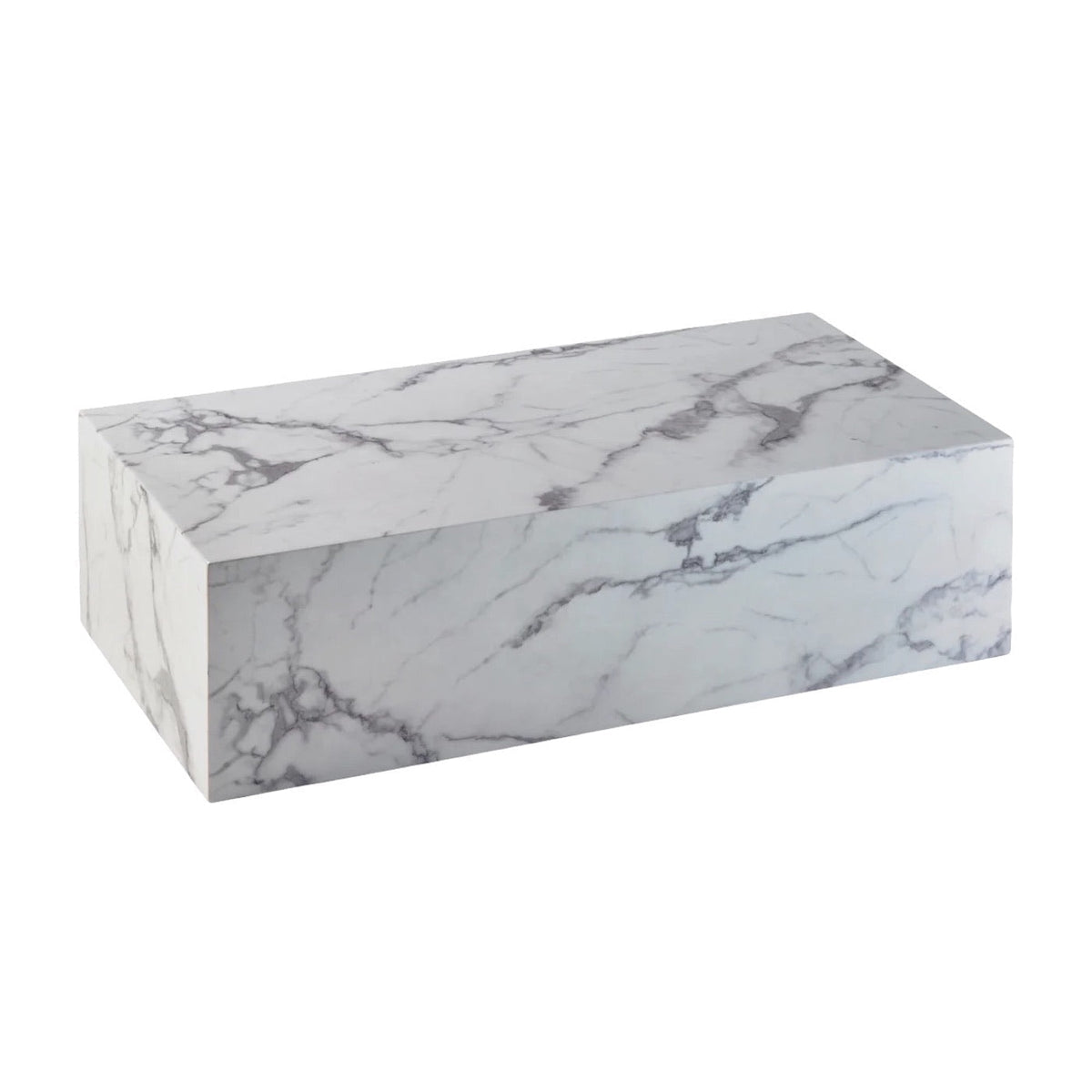 Plinth Coffee Table - Carrara Marble Angle View | Nue Modern