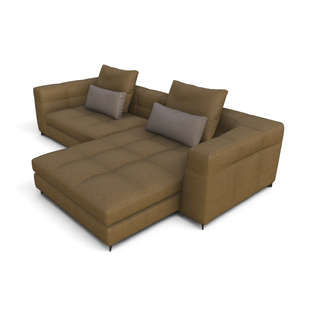 Portman 2-Seater Sofa with Large Chaise - L-shaped layout in brown