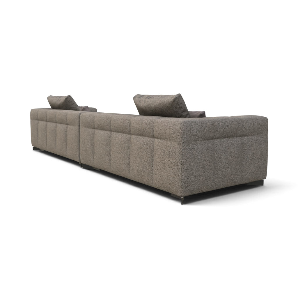 Portman 4-Seater Sofa in taupe - tufted backrest, angle view