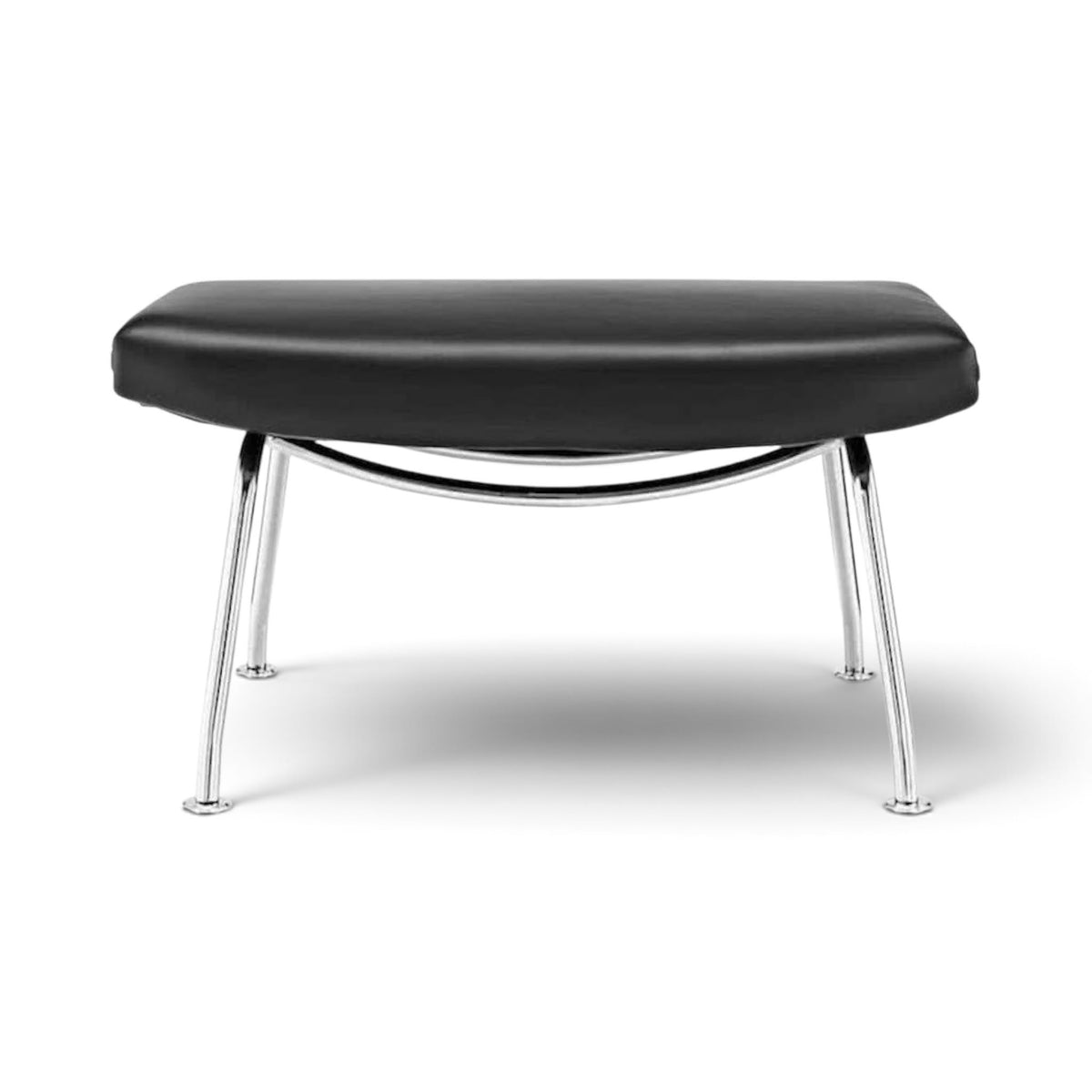 CH445 Wing Chair ottoman in leather - front view