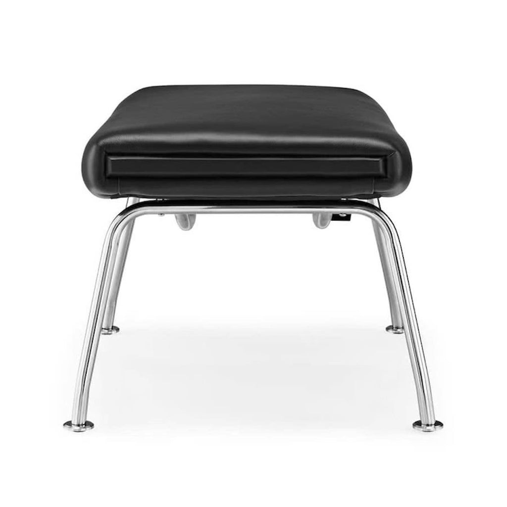 CH445 Wing Chair ottoman in leather - side view