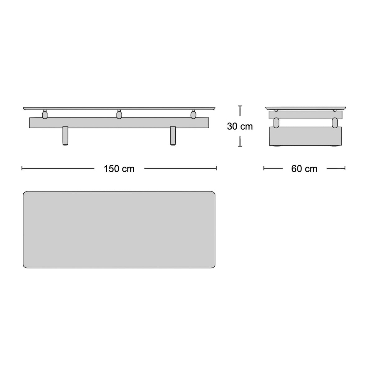Sengu Small Coffee Table - Dimensions