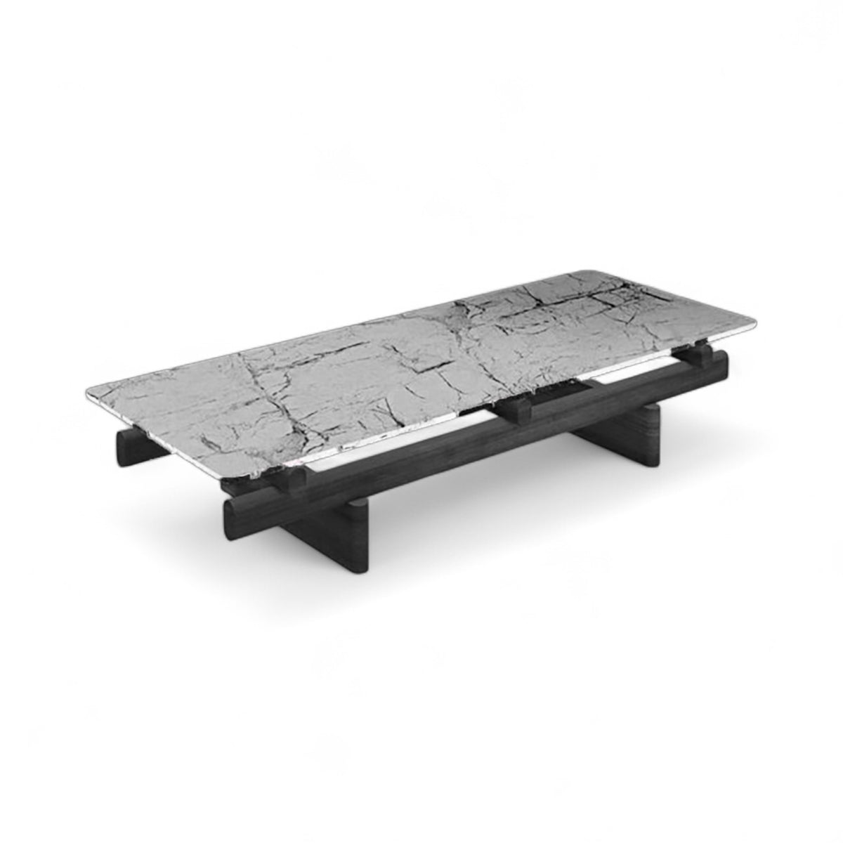 Sengu Small Coffee Table in black ashwood with white marble top | Nue Modern