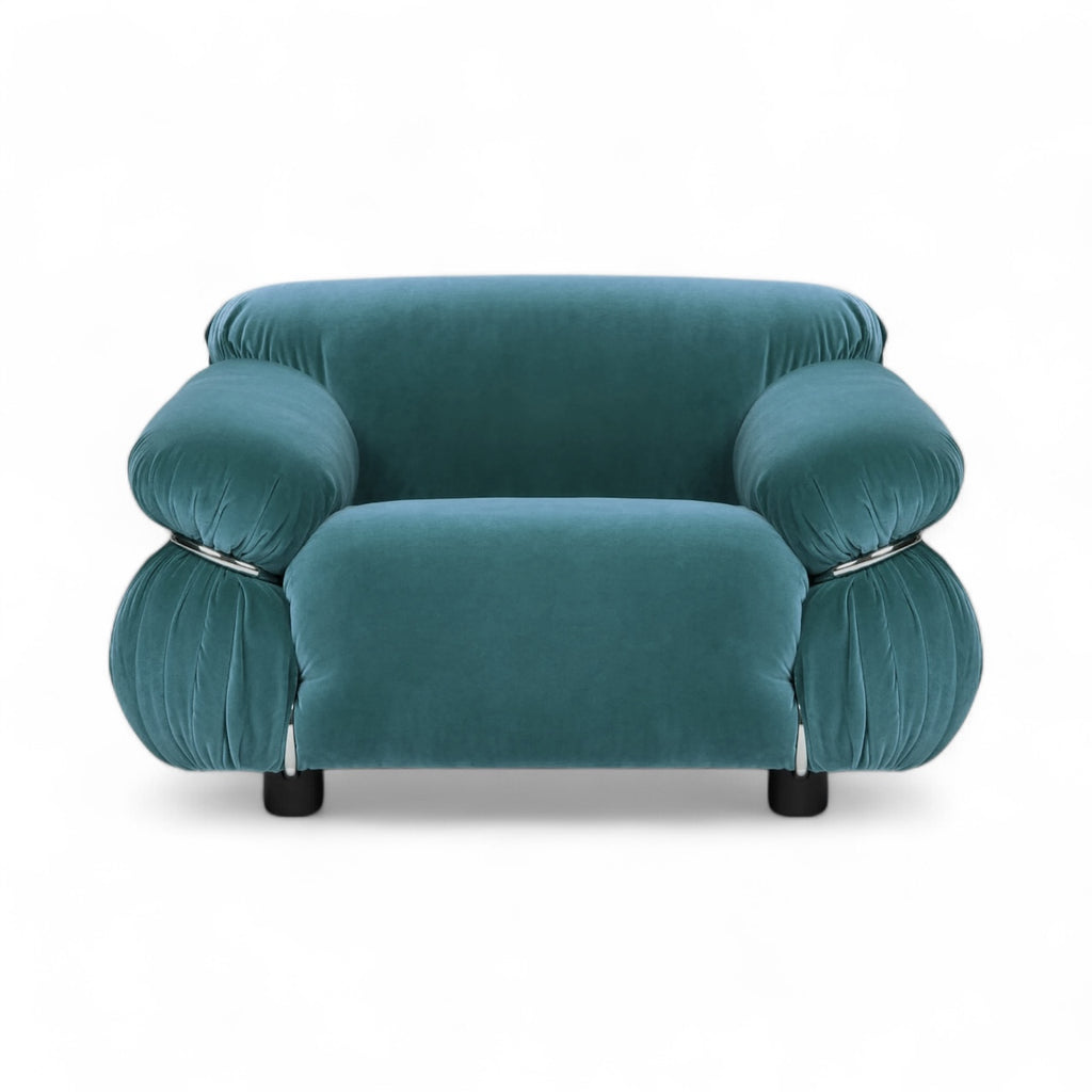 Sesann Armchair - quilted upholstery within a slim tubular frame