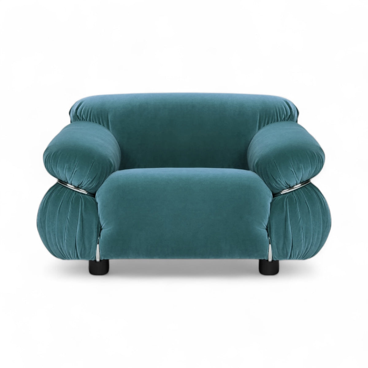 Sesann Armchair - quilted upholstery within a slim tubular frame