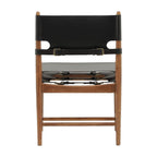 Spanish Dining Chair in Black Vegan Saddle Leather with walnut frame - back view | Nue Modern
