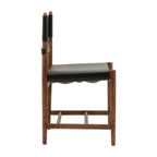 Spanish Dining Chair in Black Vegan Saddle Leather with walnut frame - side view | Nue Modern