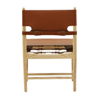 Spanish Dining Chair in Cognac Saddle Leather with Natural Ash Wood frame - back view | Nue Modern