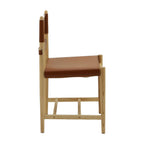 Spanish Dining Chair in Cognac Saddle Leather with Natural Ash Wood frame - Side view | Nue Modern