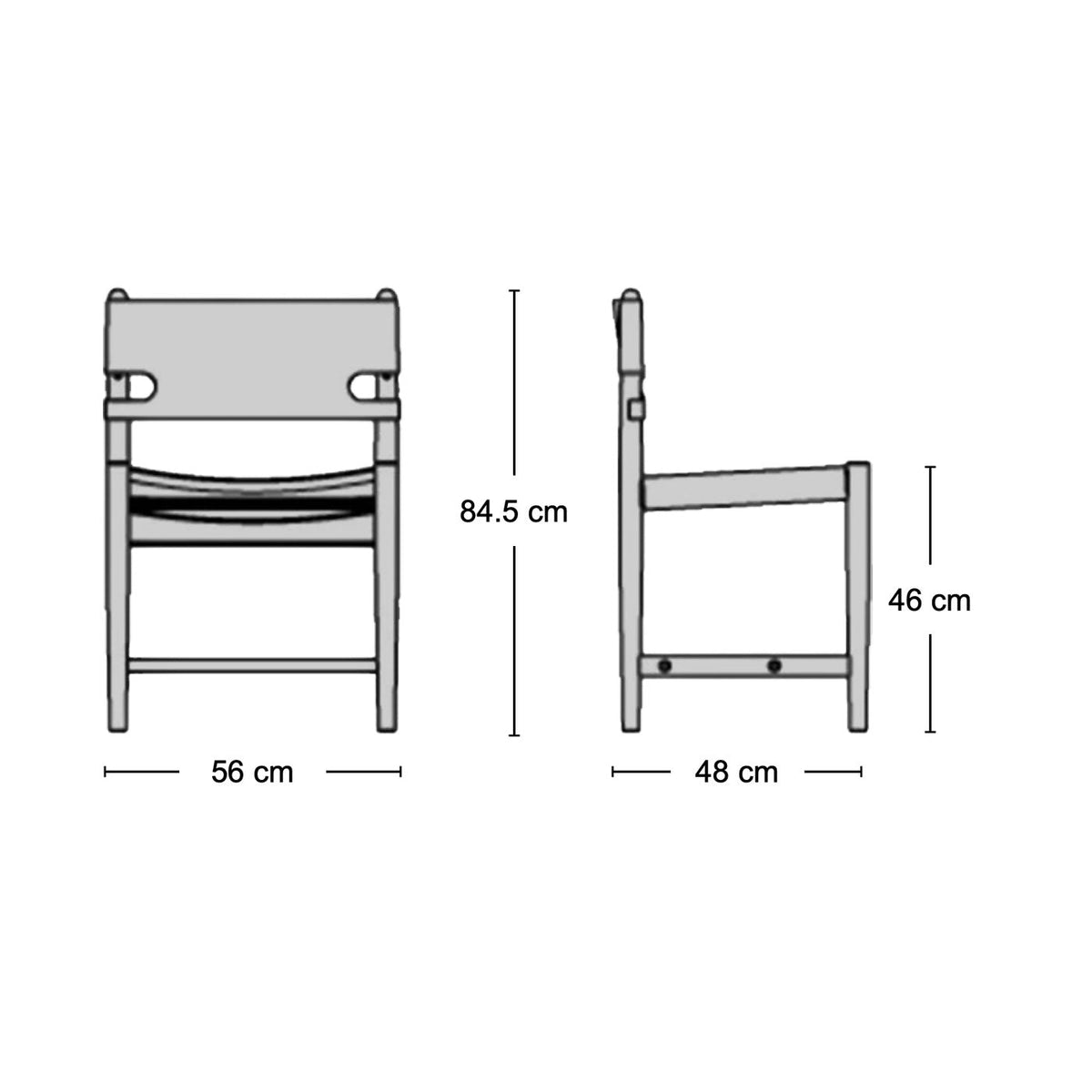Spanish Dining Chair - Dimensions