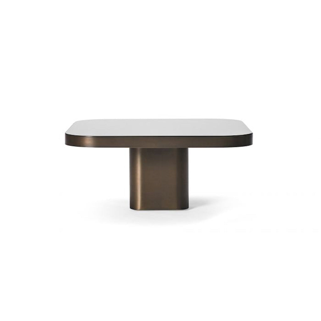 Bow Coffee Table in bronze - low table with a softly bowed metal base