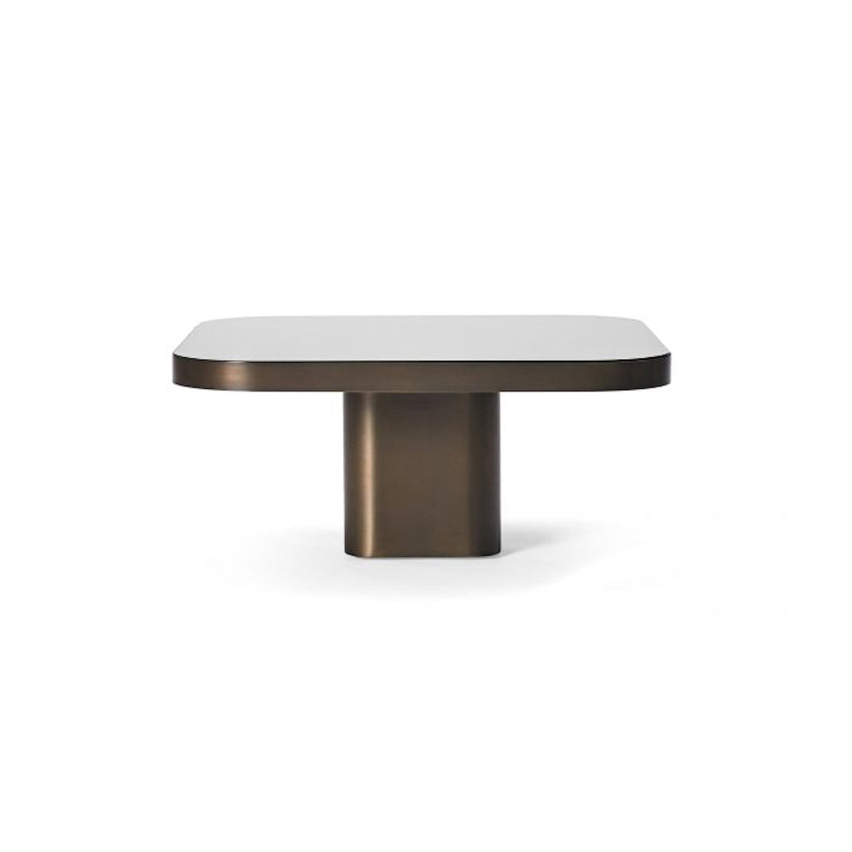 Bow Coffee Table in bronze - low table with a softly bowed metal base