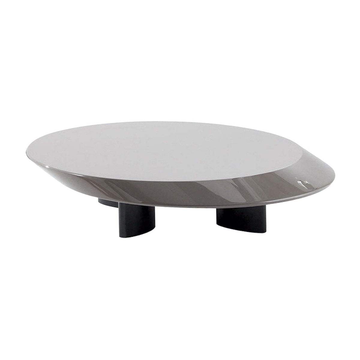 Accordo Coffee Table in grey - low circular top on a folded sculptural base