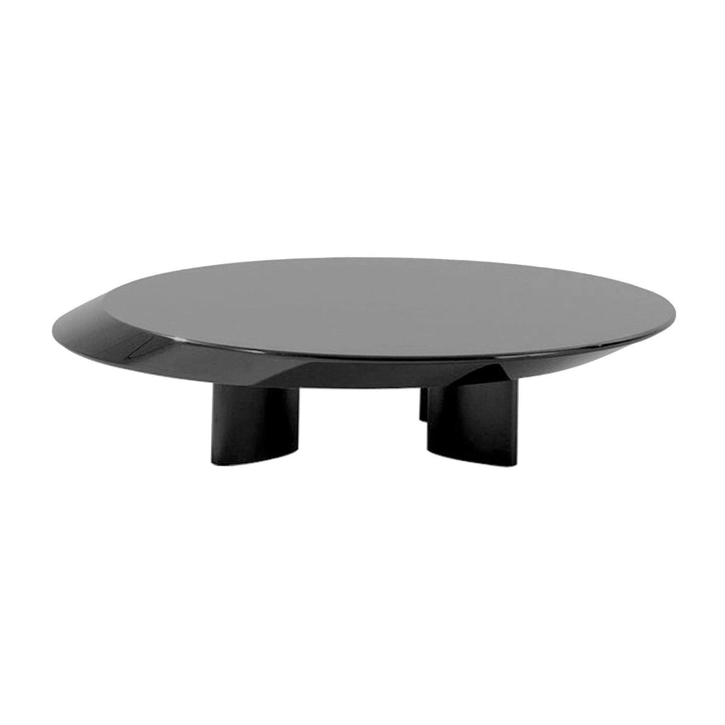 Accordo Coffee Table in black - low round coffee table with a folded geometric base