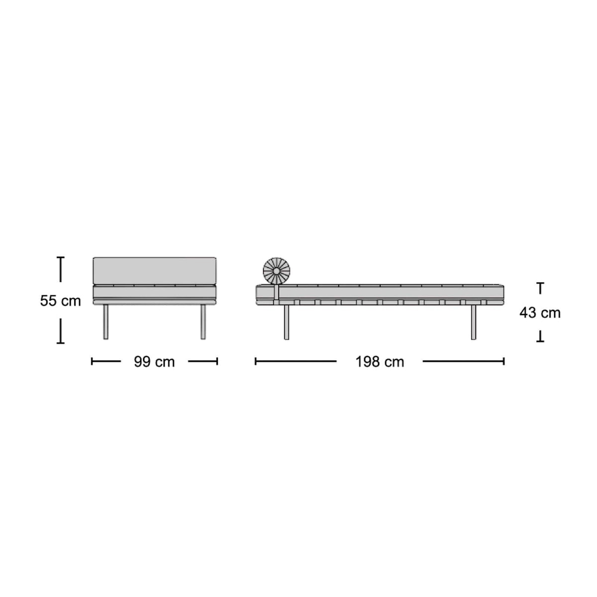 Barcelona Daybed - modernist daybed that works as bench and sculpture alike