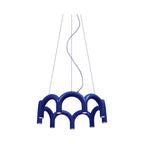 Arch Circle Pendant Lamp in blue - shades set around a circular ceiling frame