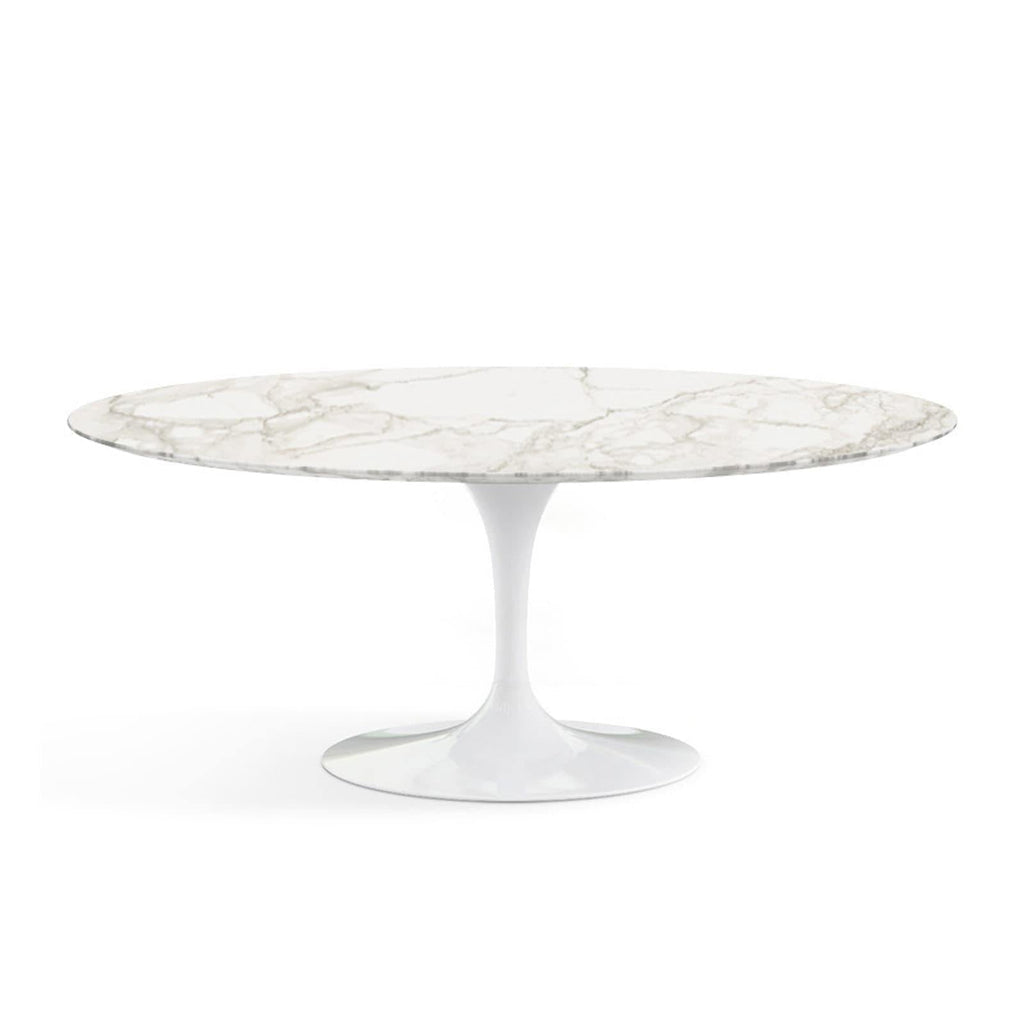 Oval Pedestal Dining Table - Marble Top - available with a Carrara marble top