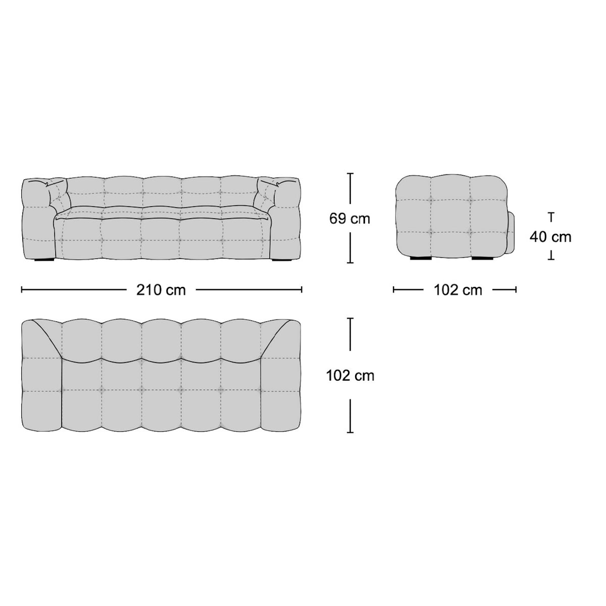 Boba 2-Seater Sofa - bubble-soft cushioning in a small-space sofa