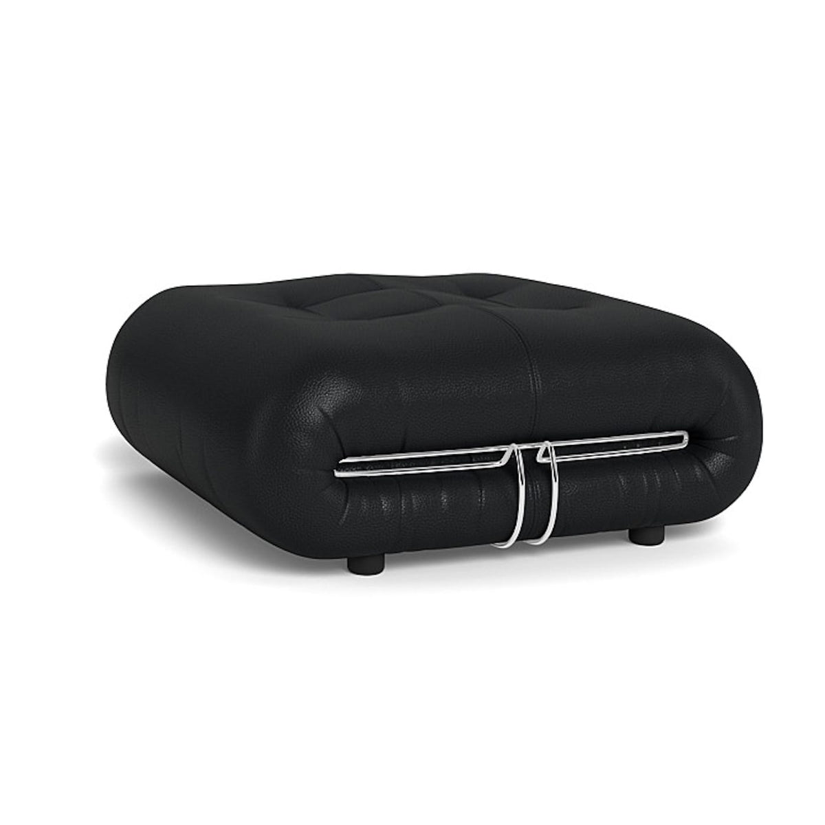 Soriana Ottoman - gathered, quilted upholstery cinched by a signature chrome wire clasp