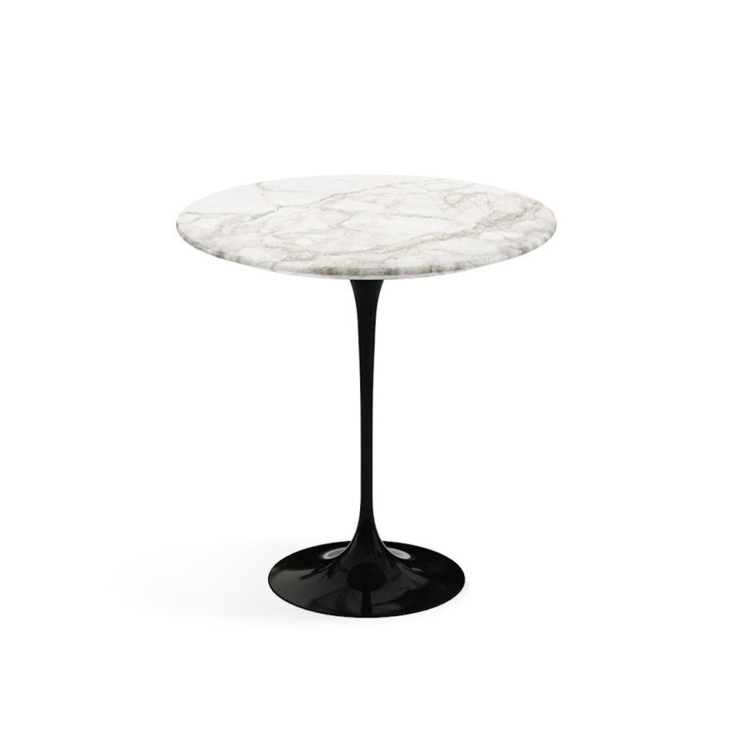 Pedestal Side Table - Marble Top - white or black base