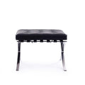 Barcelona Stool in black leather and stainless steel - Mies van der Rohe Inspired | Nue Modern
