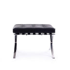 Barcelona Stool in black leather and stainless steel - Mies van der Rohe Inspired | Nue Modern