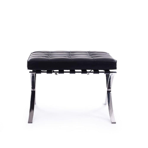 Barcelona Stool in black leather and stainless steel - Mies van der Rohe Inspired | Nue Modern