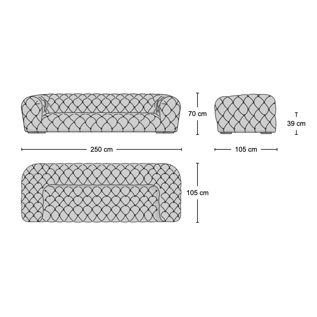 Chester Moon 3-Seater Sofa - Paola Navone-inspired quilted three-seater sofa