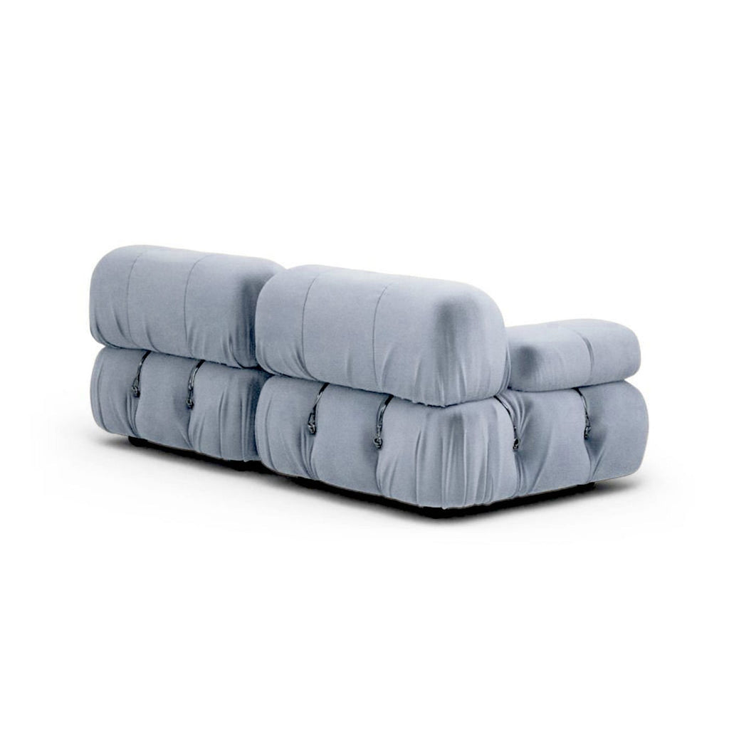 Bellini 2-Seater Sofa in Blue Velvet - Back Angle View | Nue Modern