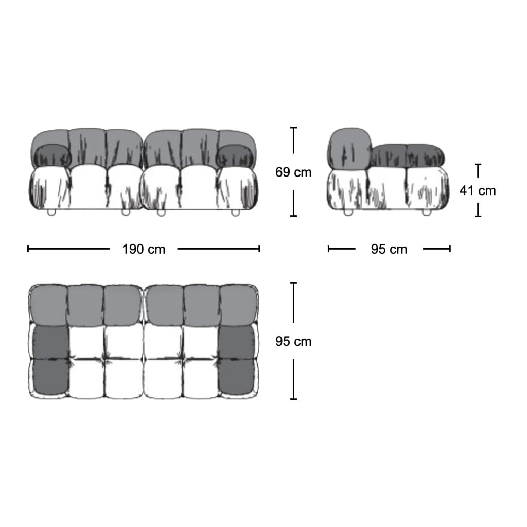 Bellini 2-Seater Sofa - Dimensions