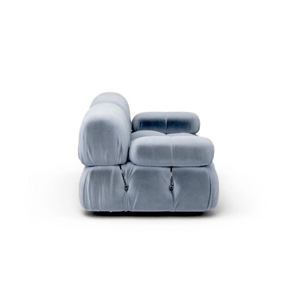 Bellini 2-Seater Sofa in Blue Velvet - SIde View | Nue Modern