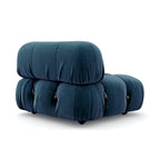 Bellini Armless Module in blue velvet - angle back view | Nue Modern