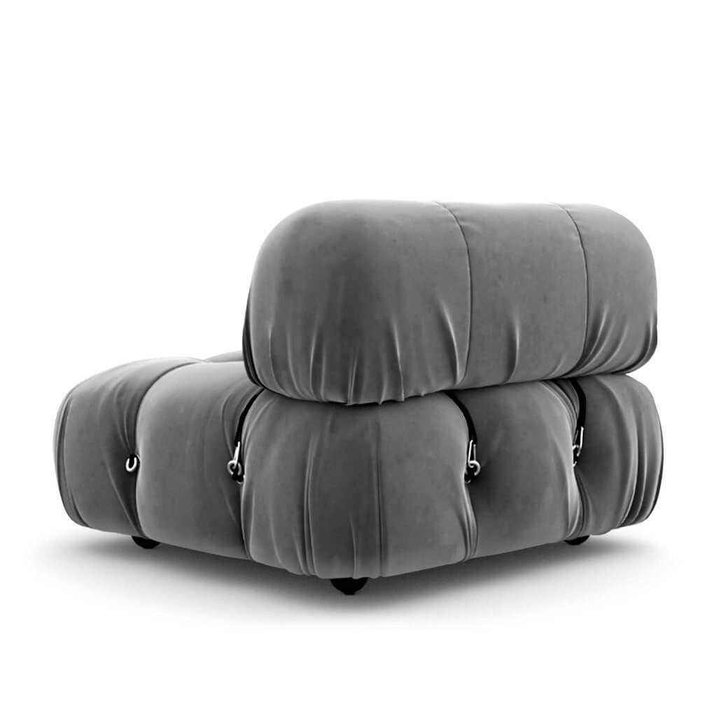 Bellini Corner Module in Grey Velvet - Angle View | Nue Modern