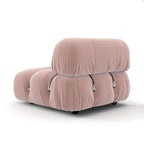 Bellini Left Armrest Module in pink velvet - angle view | Nue Modern