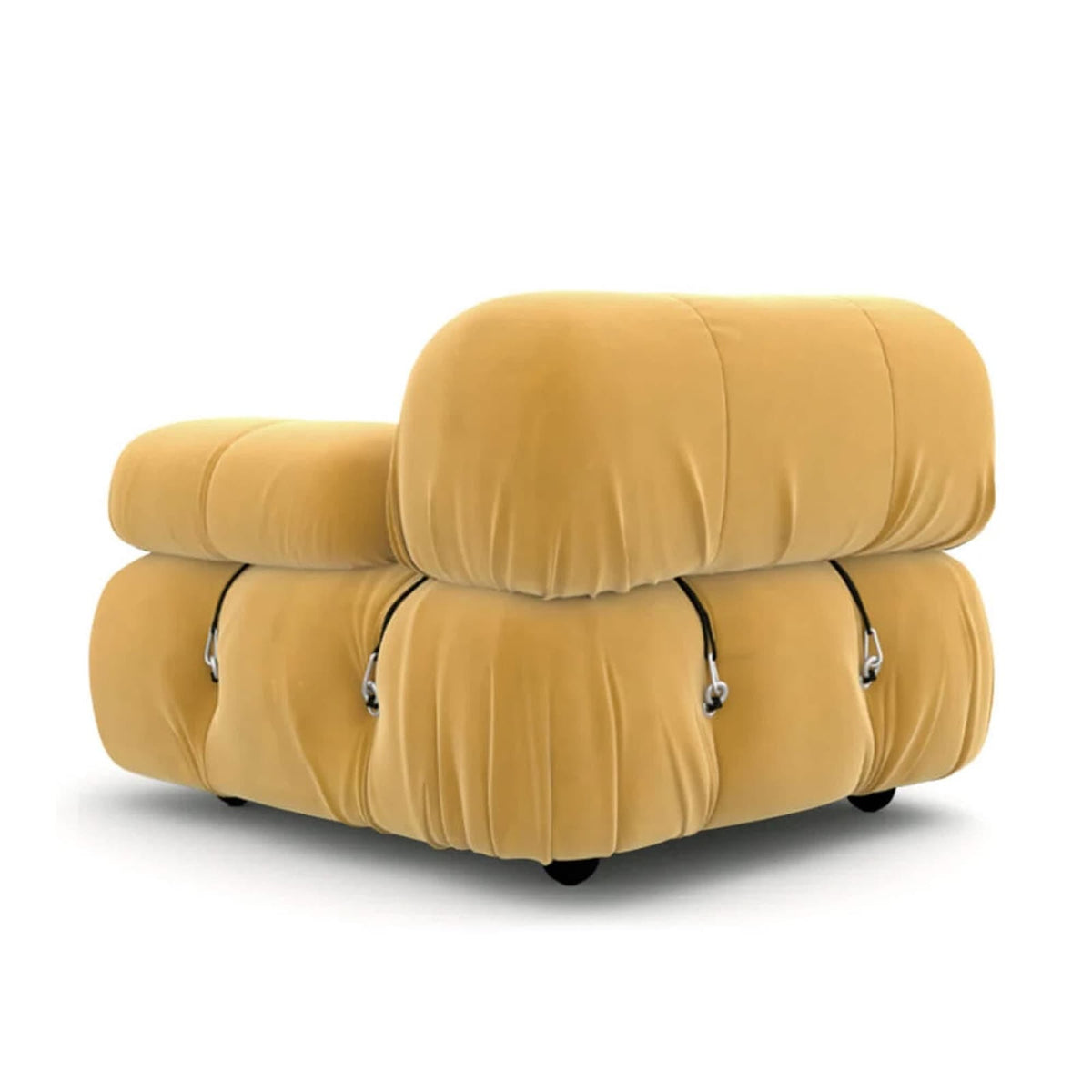 Bellini Right Armrest Module in Yellow Velvet - angle view | Nue Modern