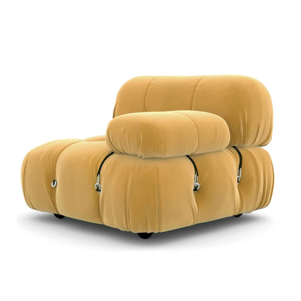 Bellini Right Armrest Module in Yellow Velvet | Nue Modern